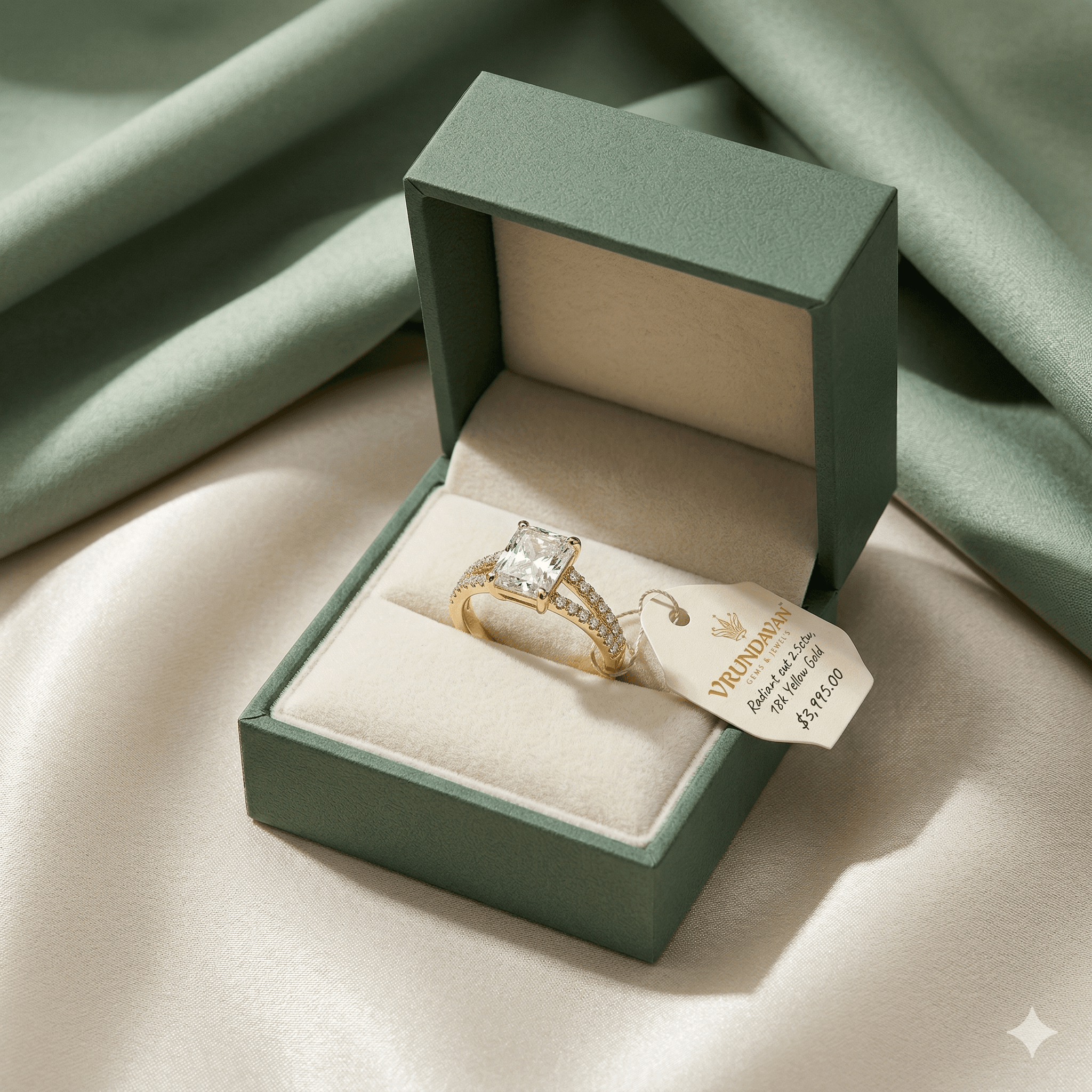 1.60CT Radiant Cut Diamond Engagement Ring 14K Gold, Split Shank Diamond Ring, Unique Bridal Ring, Luxury Wedding Ring for Women