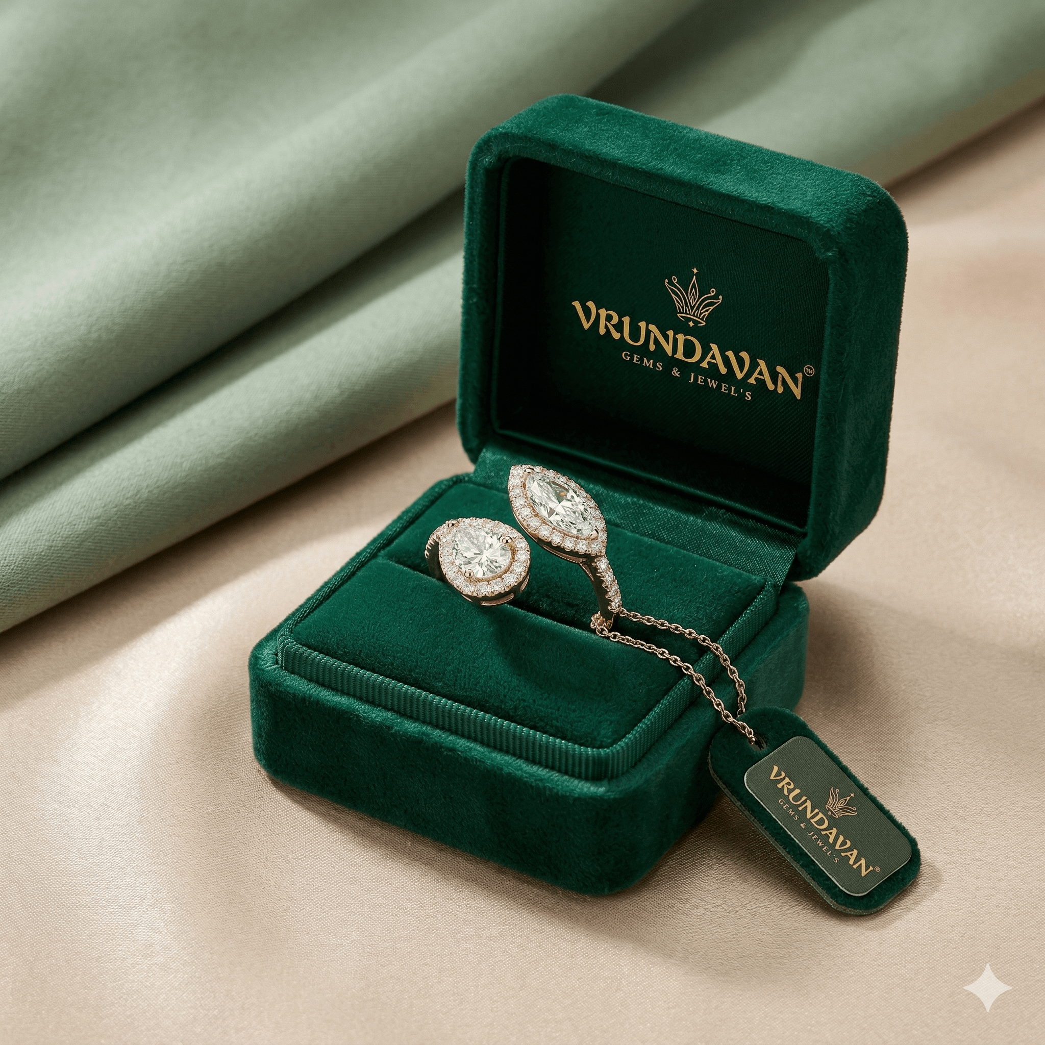 2.63CT Toi et Moi Diamond Ring Pear & Marquise Halo 14K Rose Gold, Unique Engagement Ring, Luxury Double Stone Bridal Ring for Women