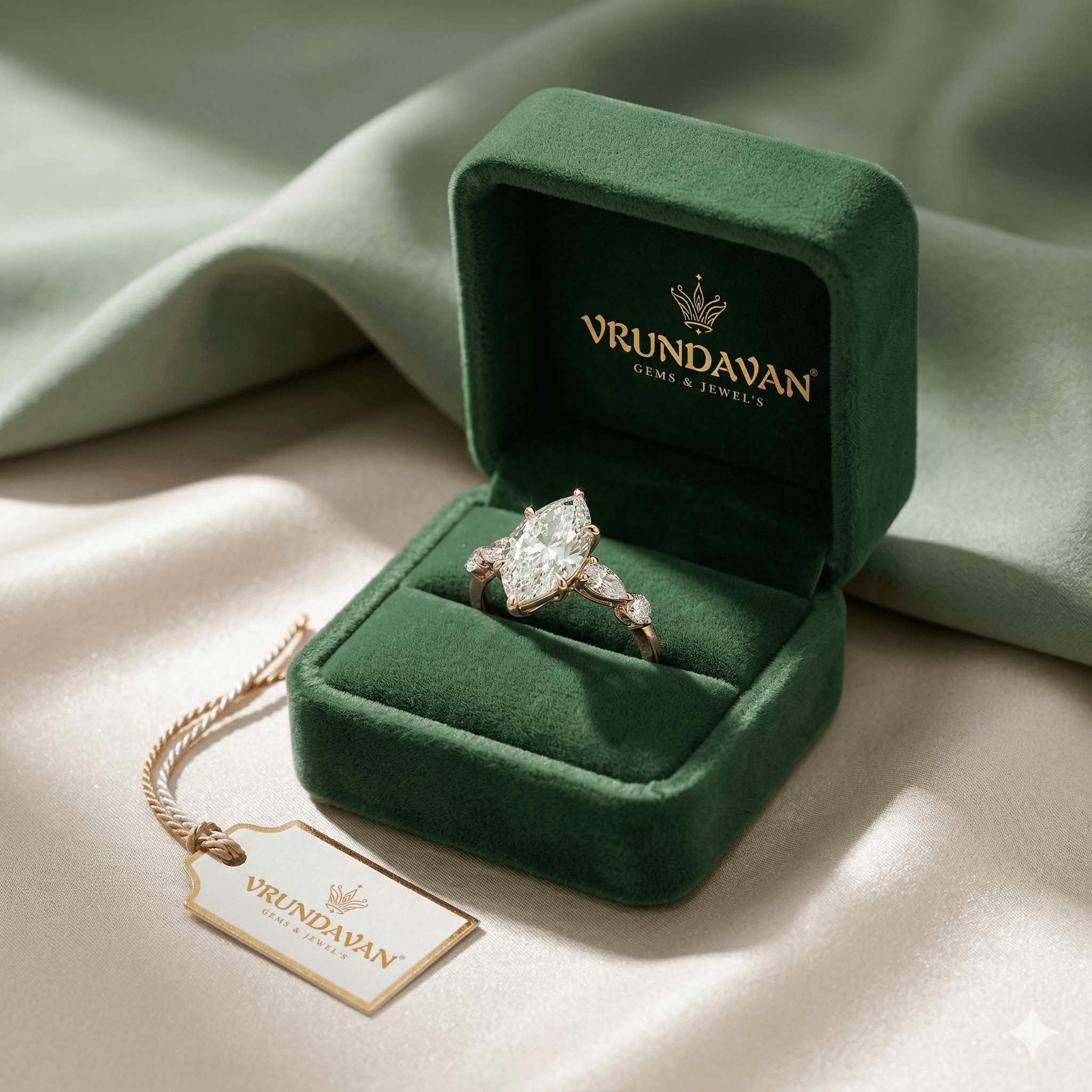 Marquise Diamond Engagement Ring 14K Rose Gold, Solitaire with Side Stones, Unique Bridal Ring, Luxury Wedding Ring for Women